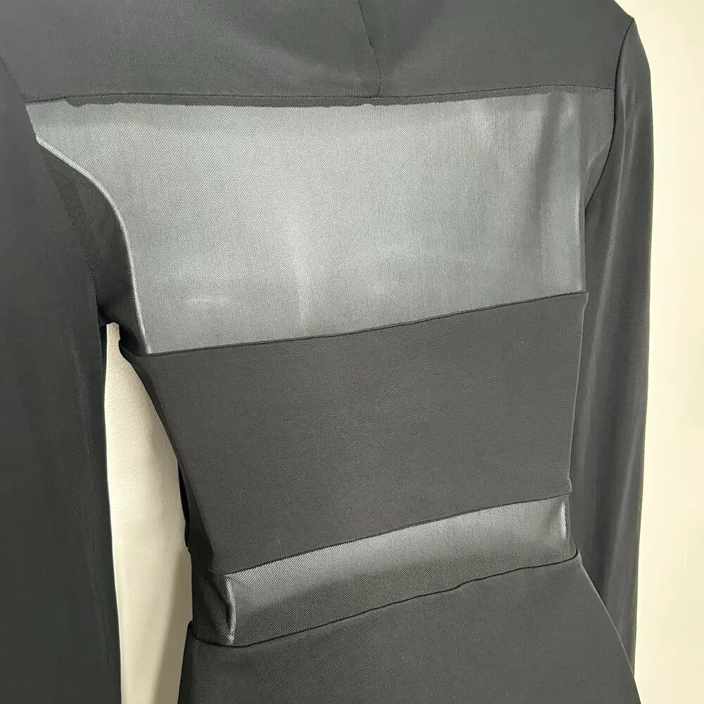 STAUD Falcon Mini Dress Black Size S Sheer Panels L/S Party Going Out Goth Sexy - Picture 9 of 14